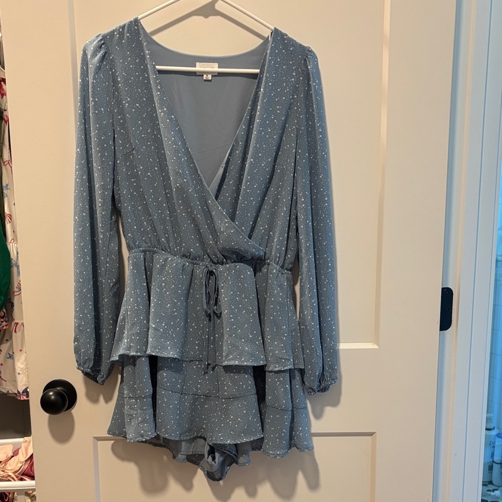 Le Lis Blue Polka Dot Romper